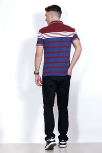 Men's Wine/Blue stripes Polo