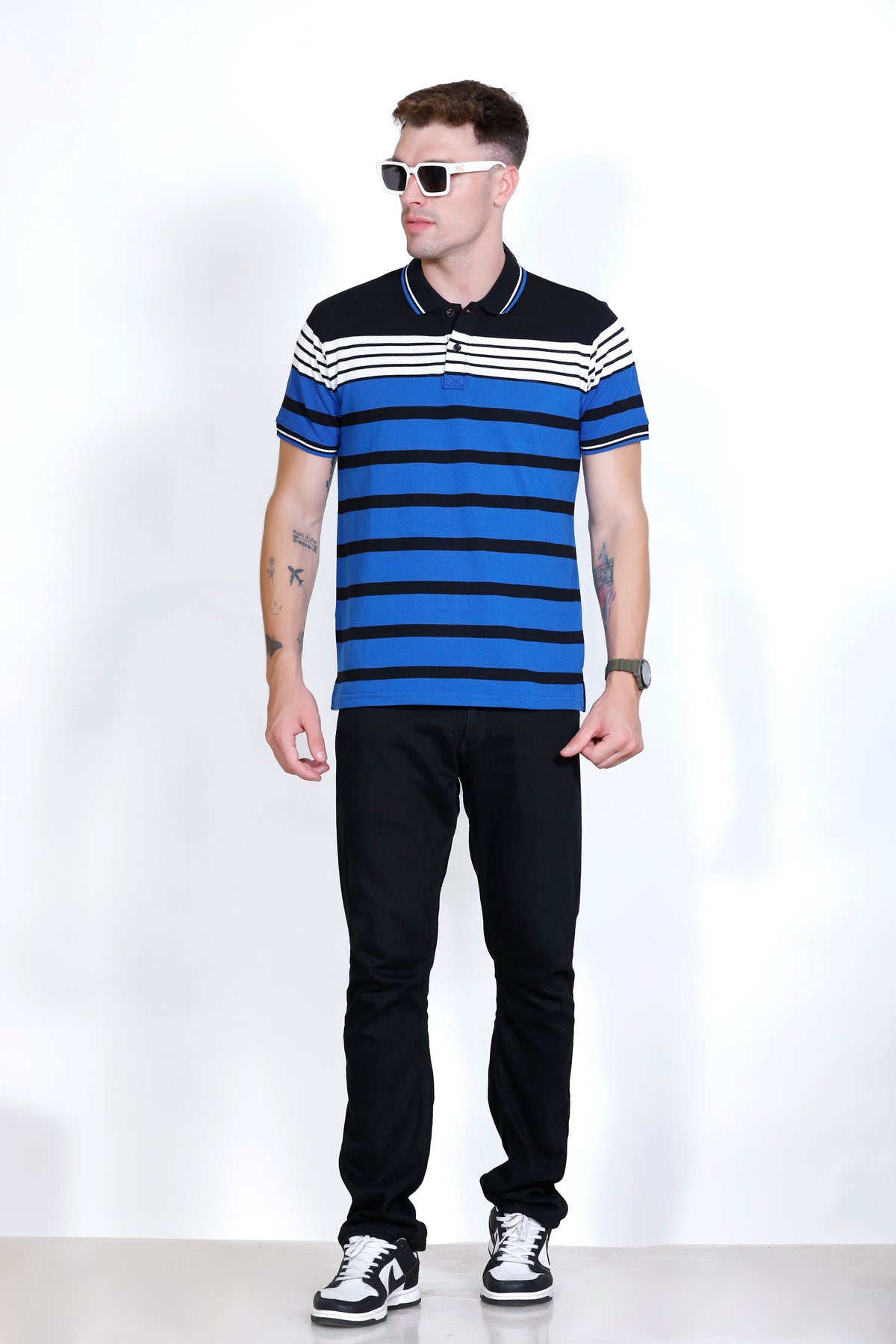 Men's Blue/White stripes Polo