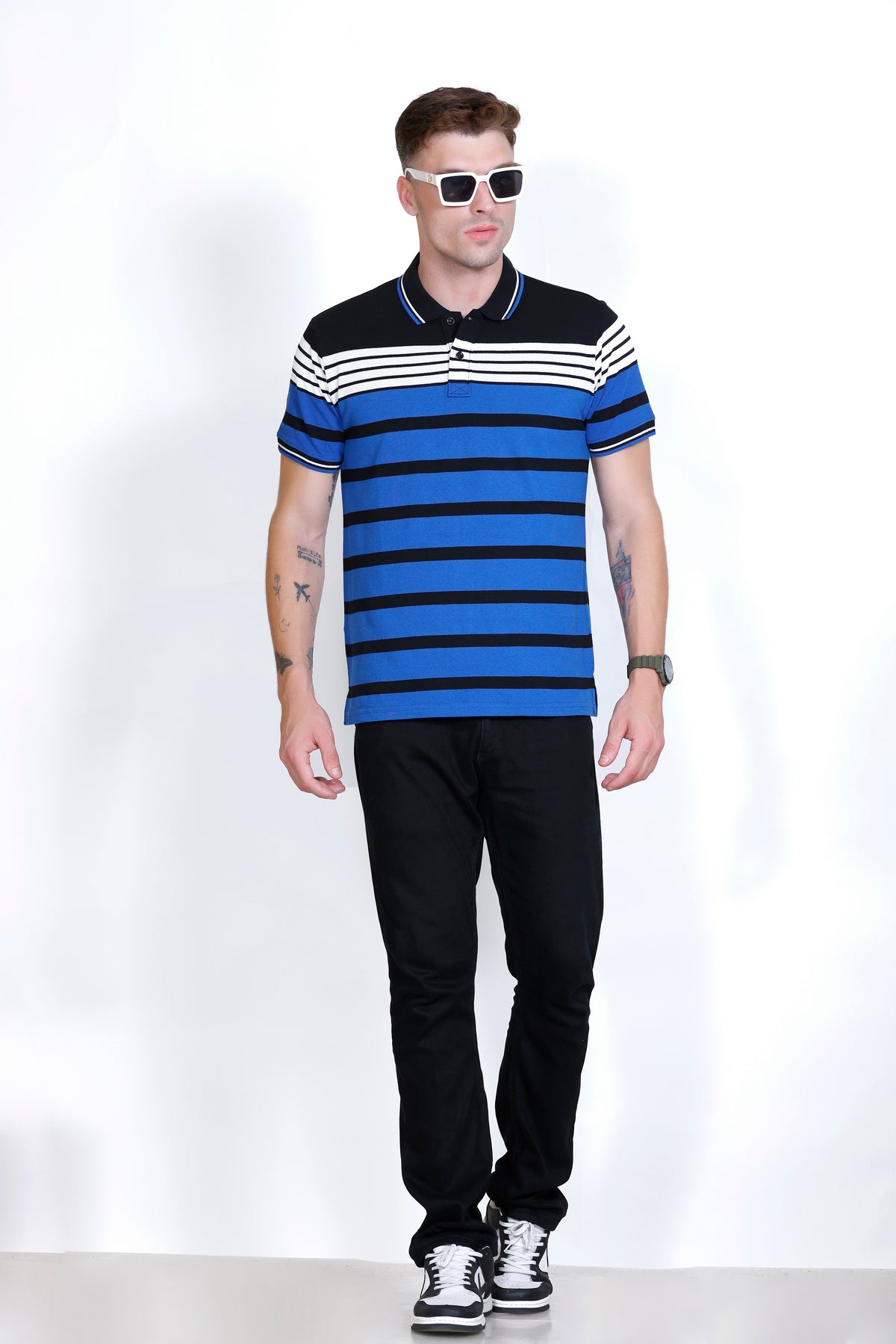 Men's Blue/White stripes Polo