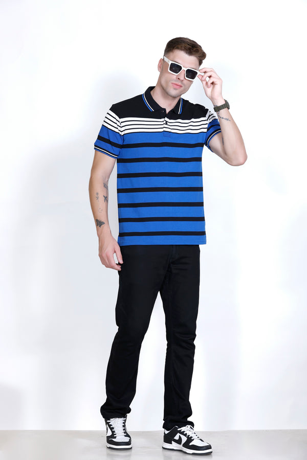 Men's Blue/White stripes Polo