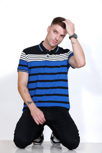 Men's Blue/White stripes Polo