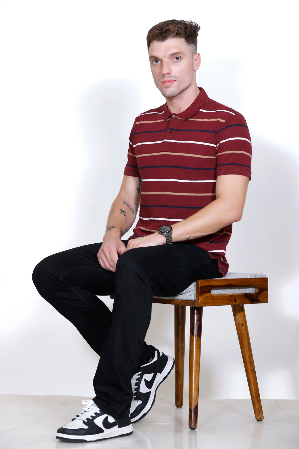 Men's Wine stripes Polo