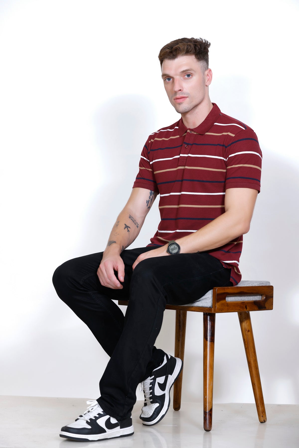 Men's Wine stripes Polo