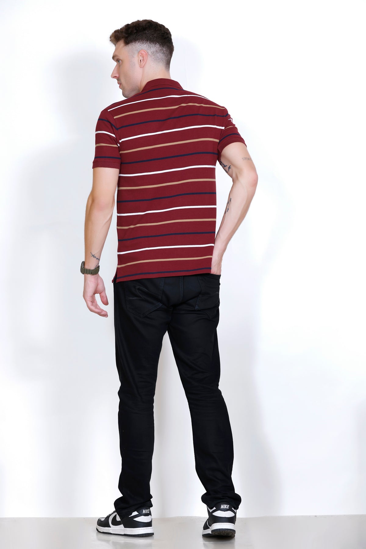 Men's Wine stripes Polo