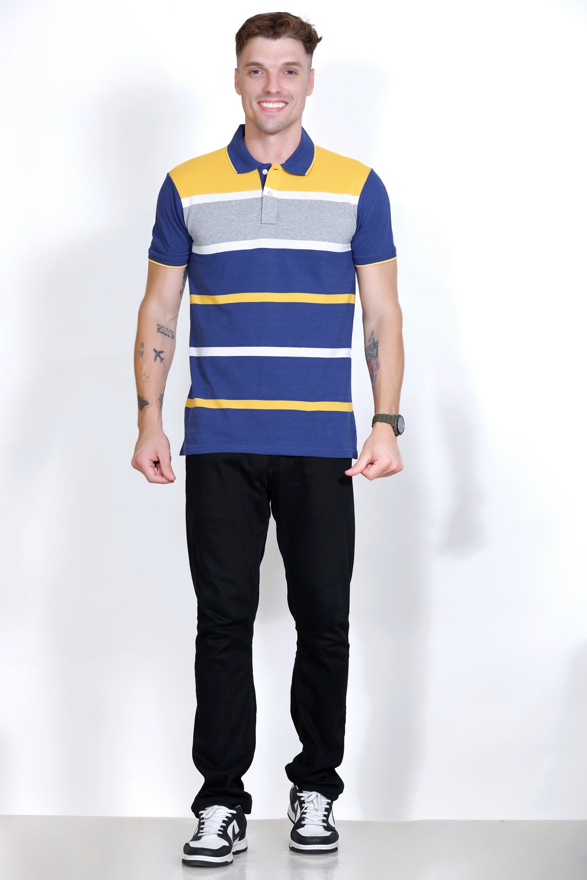 Men's Blue/Yellow stripes Polo