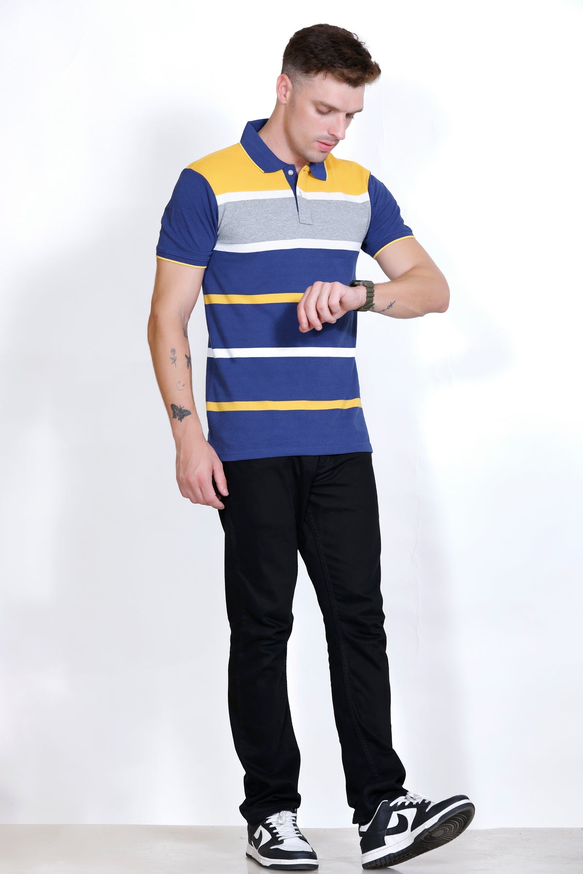 Men's Blue/Yellow stripes Polo