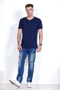 Men's Henley Navy Blue