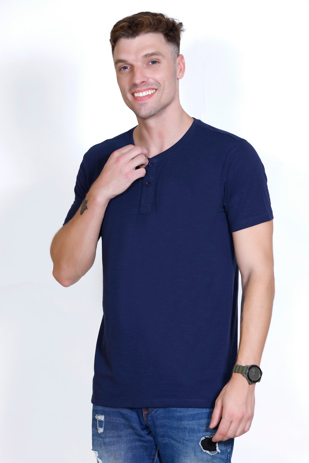 Men's Henley Navy Blue