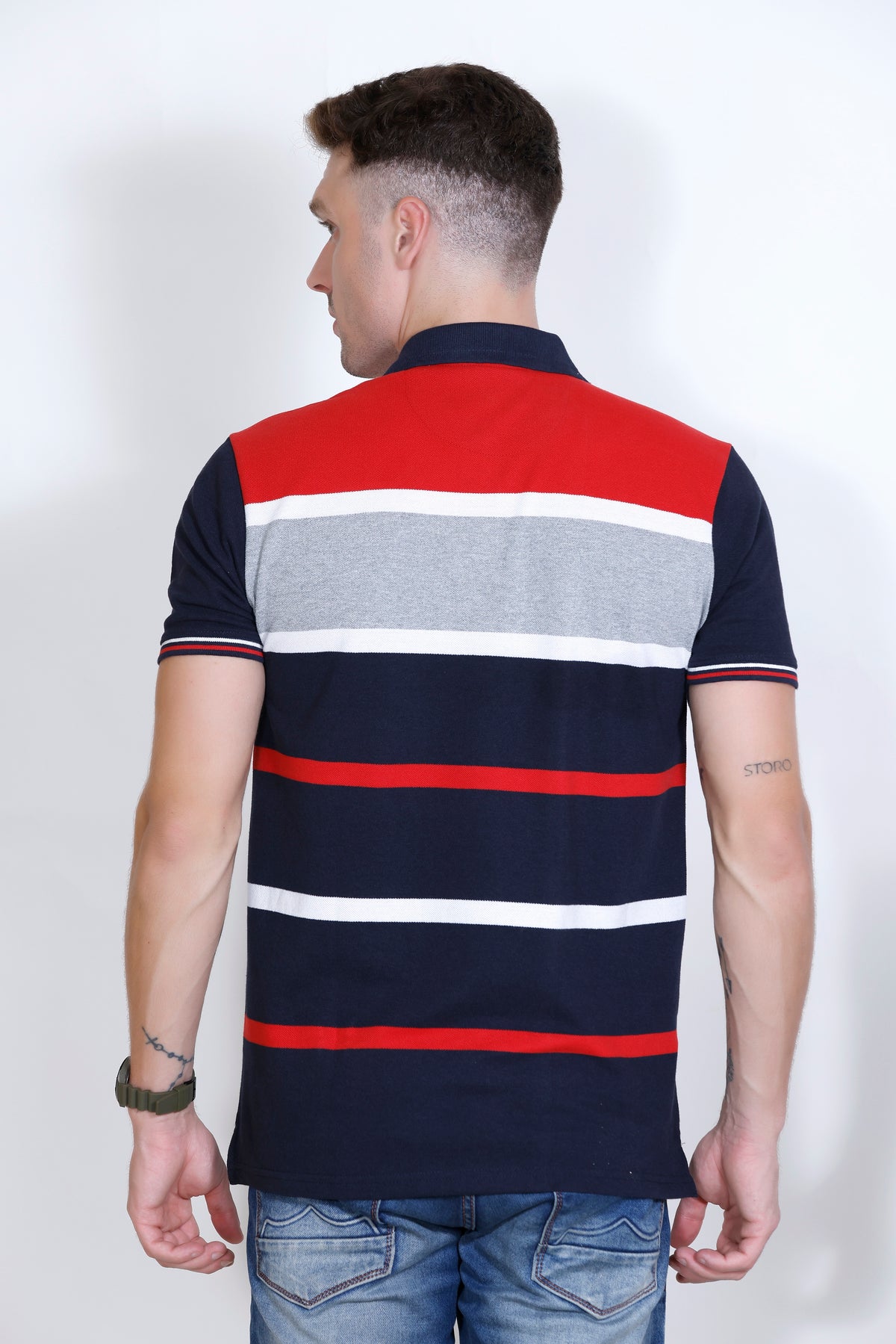 Men's Blue/Red stripes Polo