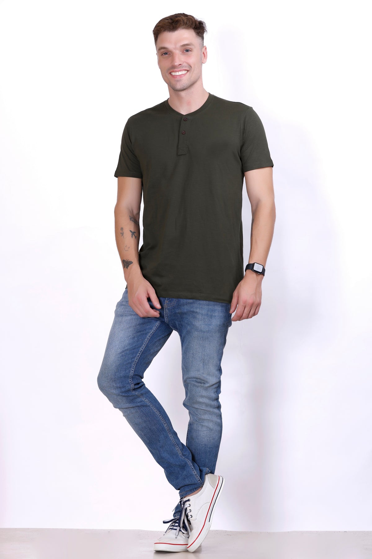 Men's Henley Olive