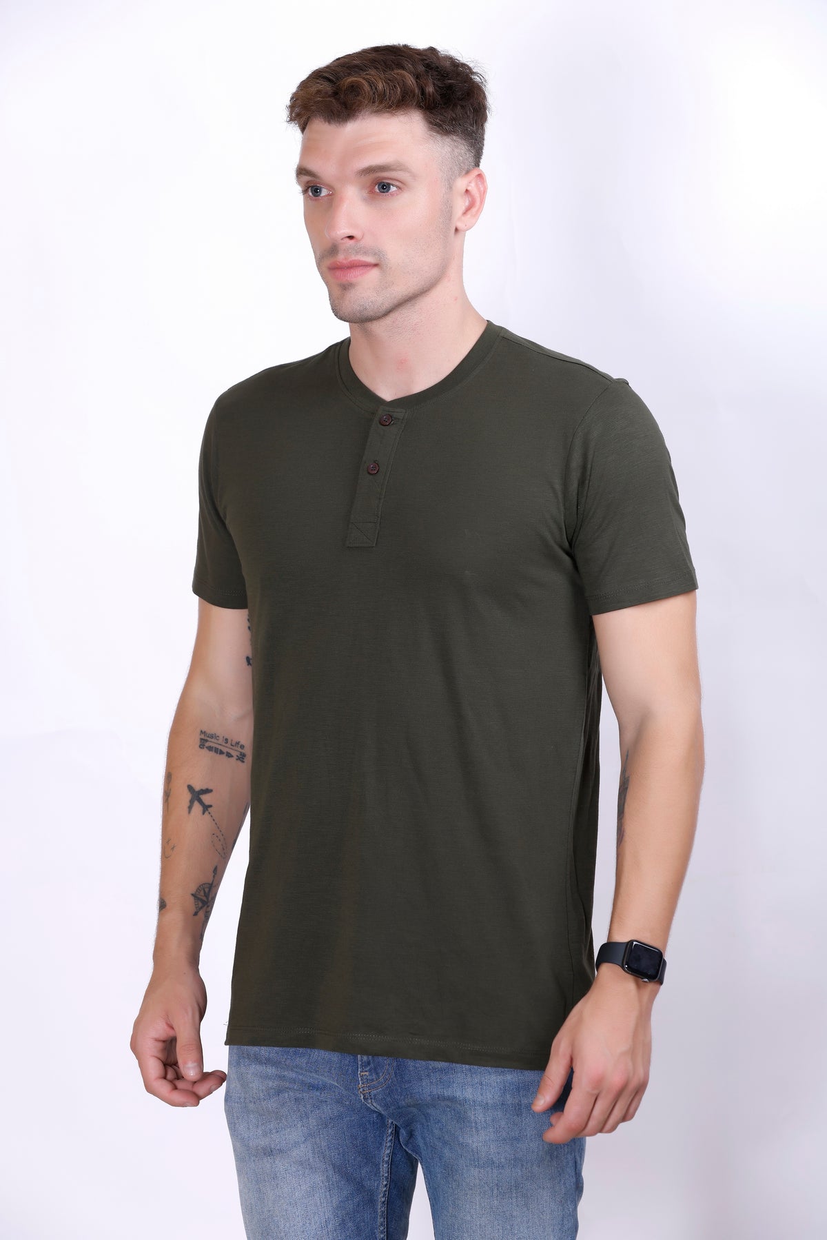 Men's Henley Olive