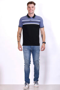 Men's Black/Blue stripes Polo