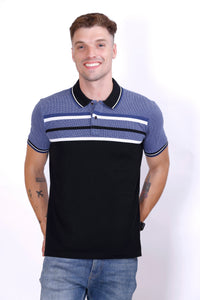 Men's Black/Blue stripes Polo