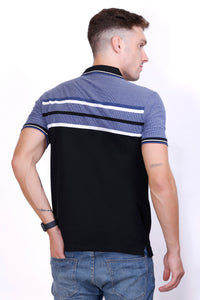 Men's Black/Blue stripes Polo