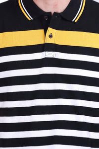 Men's Black/White stripes Polo