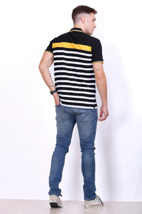 Men's Black/White stripes Polo