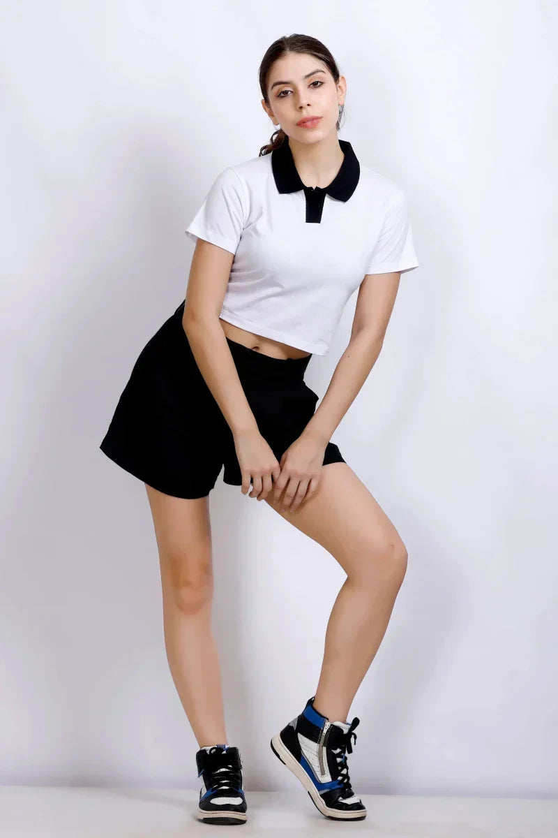 Polo Crop T-Shirt | Women Premium Cotton Crop Top | Miazi