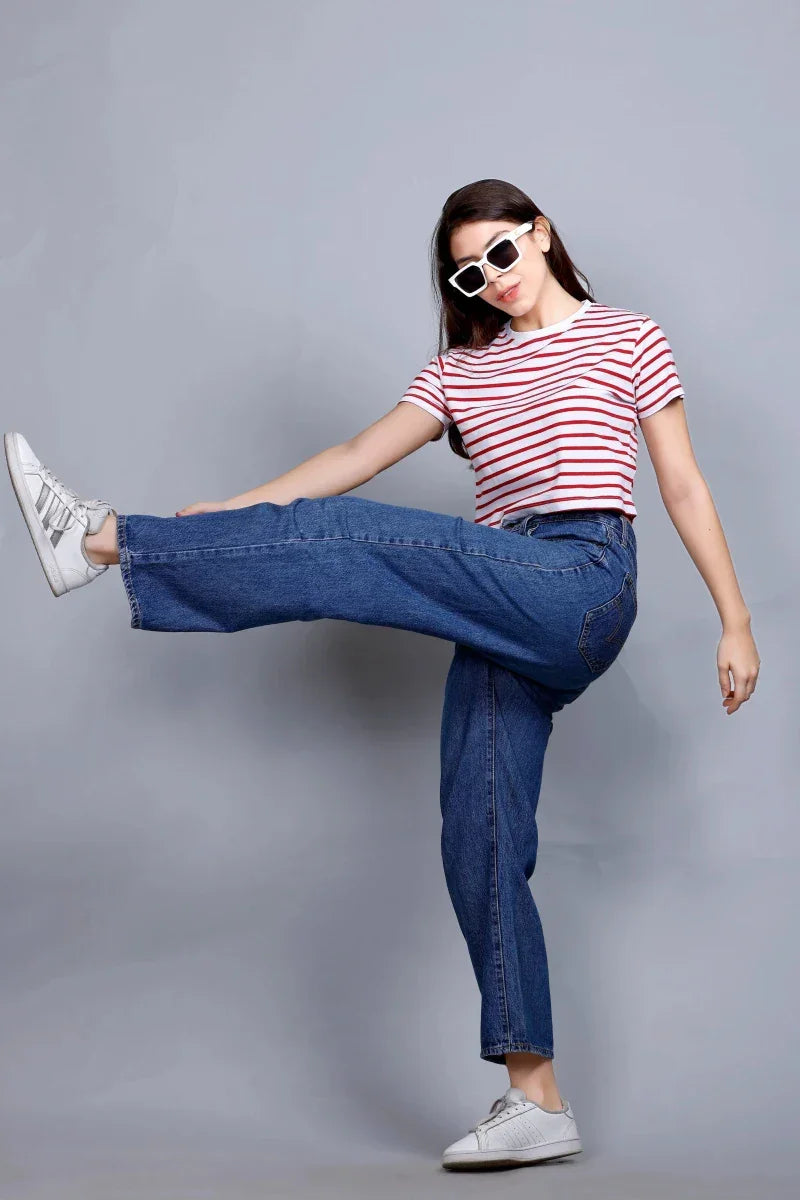 Stripped Crop T-Shirt | Women Premium Cotton Crop Top | Miazi