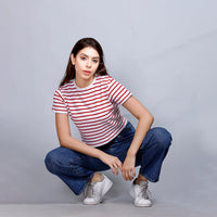 CROP TOP WHITE/RED STRIPES