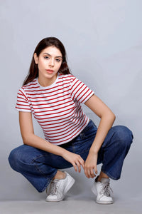 Stripped Crop T-Shirt | Women Premium Cotton Crop Top | Miazi