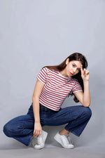 Stripped Crop T-Shirt | Women Premium Cotton Crop Top | Miazi
