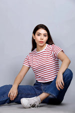 Stripped Crop T-Shirt | Women Premium Cotton Crop Top | Miazi