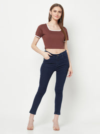 Brown Square Crop Top