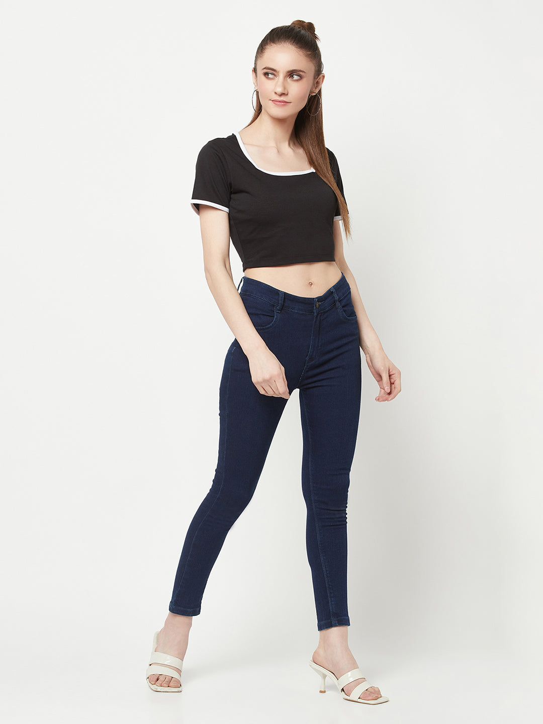 Black Square Neck Crop Top