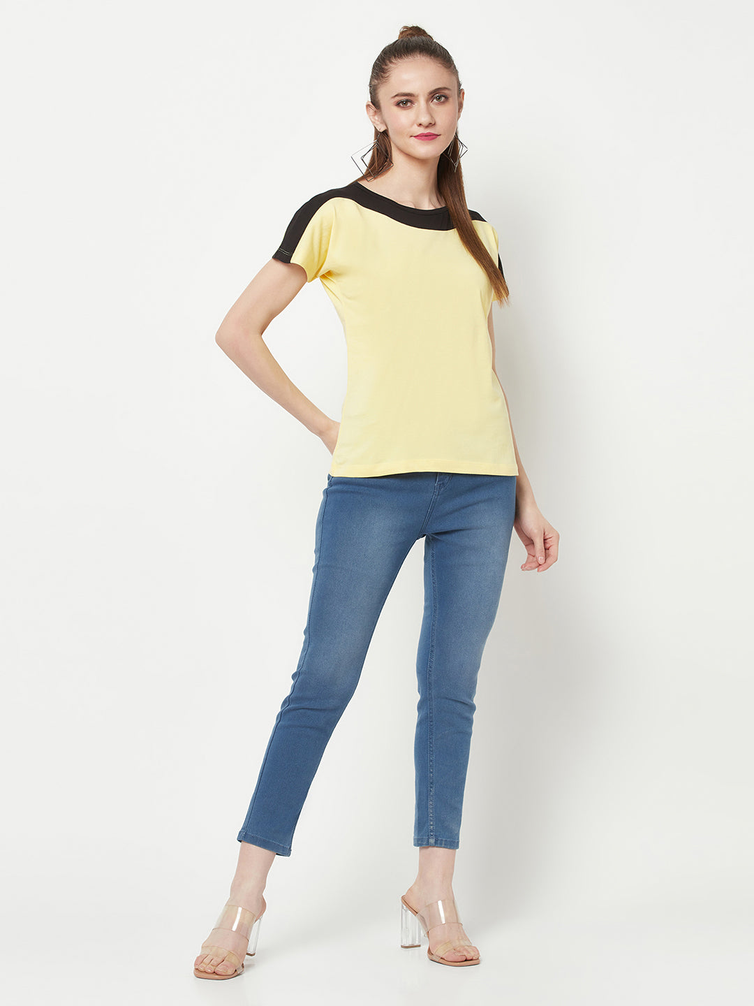 Yellow Boat Neck T-shirt