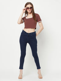 Brown Square Crop Top