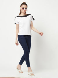 White Boat Neck T-shirt