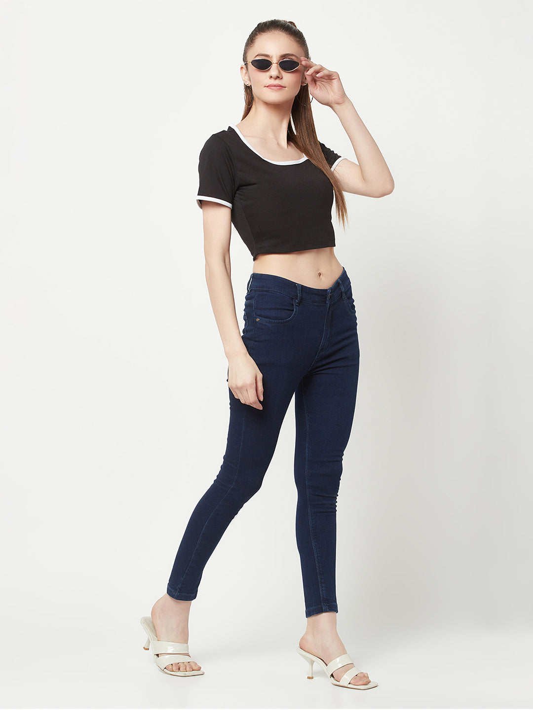 Black Square Neck Crop Top