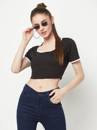 Black Square Neck Crop Top