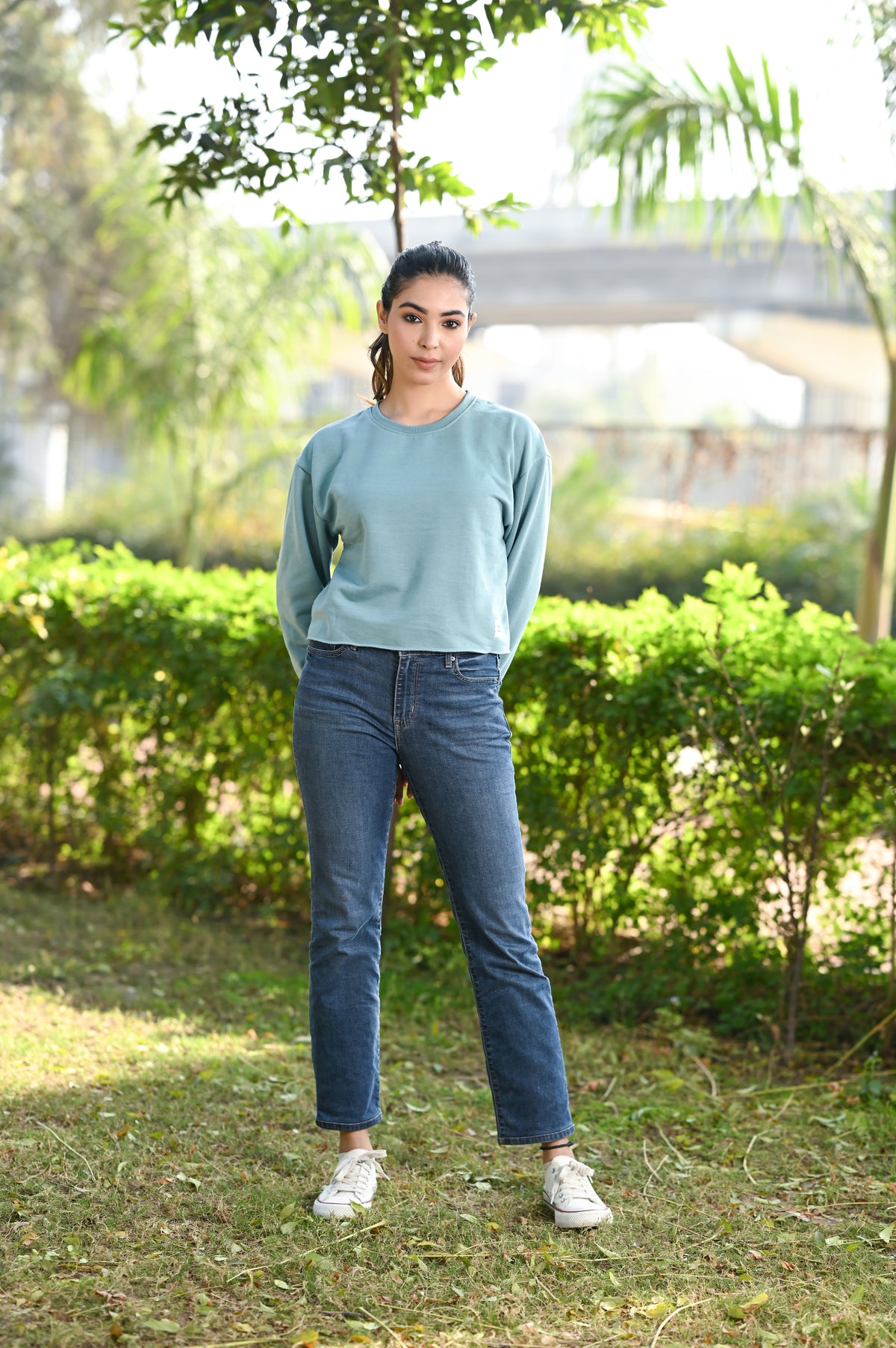 Women Crop Sweatshirt Aqua | Men Premium Cotton Sweatshirt | Miazi