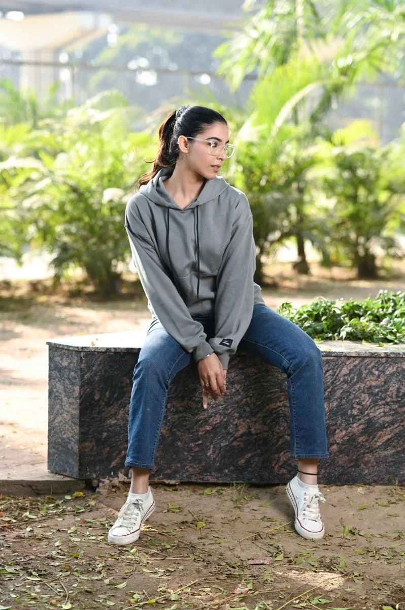 Women Oversize Grey Hoodie | Premium Cotton Sweatshirt | Miazi