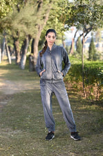 Velvet Collar Tracksuit Women With Zipper | Premium Cotton Track Suit | Miazi