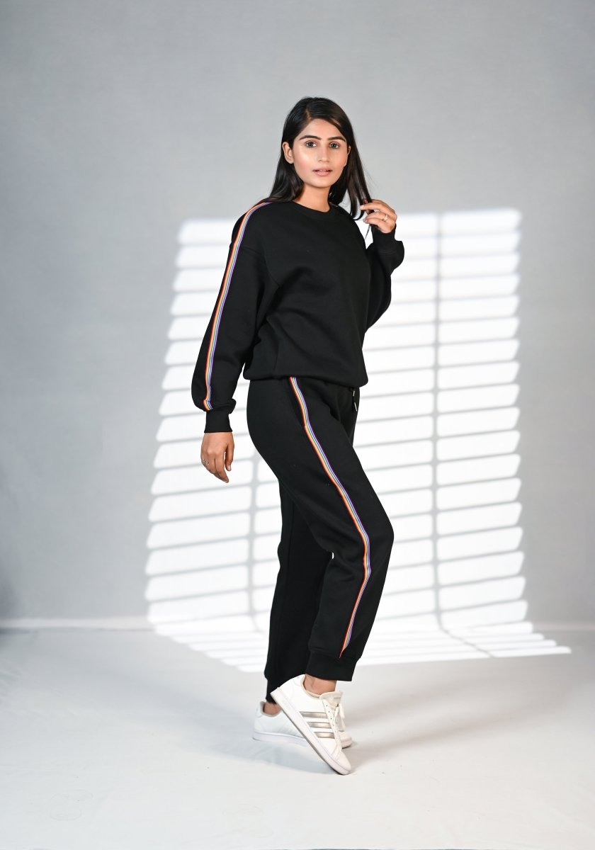 Women Track Suit Premium 100% Cotton Fleece Black | Women Premium Cotton Track Suit | Miazi