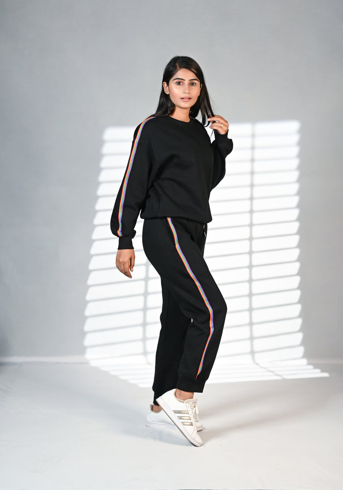 Women Track Suit Premium 100% Cotton Fleece Black | Women Premium Cotton Track Suit | Miazi