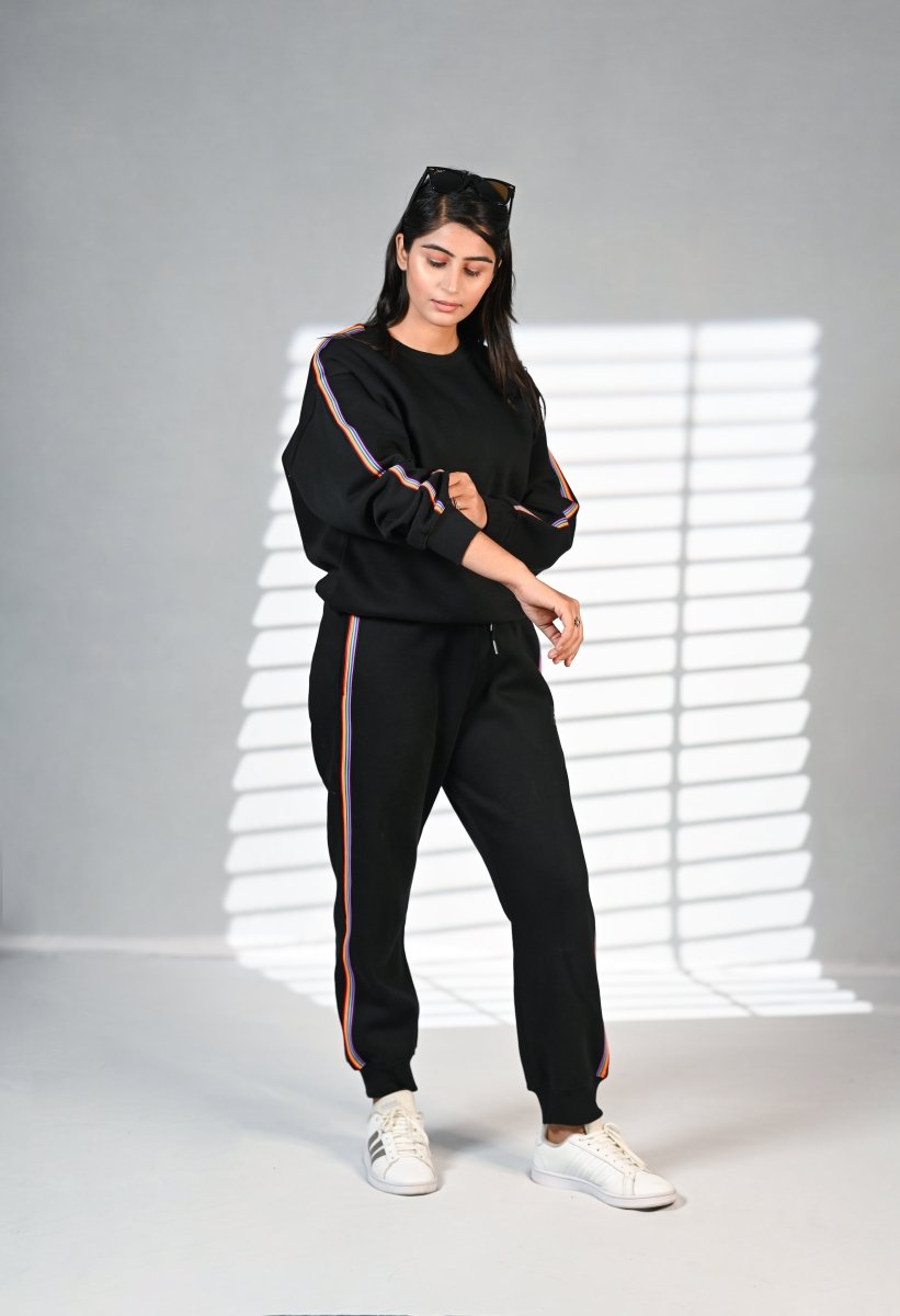 Women Track Suit Premium 100% Cotton Fleece Black | Women Premium Cotton Track Suit | Miazi