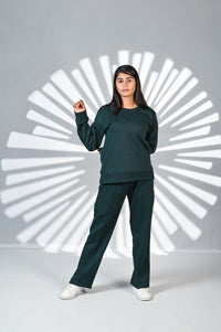 Women Green Track Suit 100% Cotton Fleece | Women Premium Cotton Track Suit | Miazi