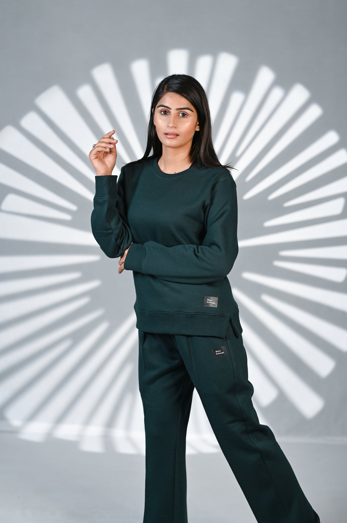 Women Green Track Suit 100% Cotton Fleece | Women Premium Cotton Track Suit | Miazi