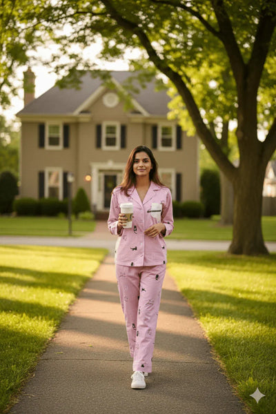 Purrfect Dreams Nightwear (Full Sleeve) | Women Premium Cotton Nightwear | Miazi