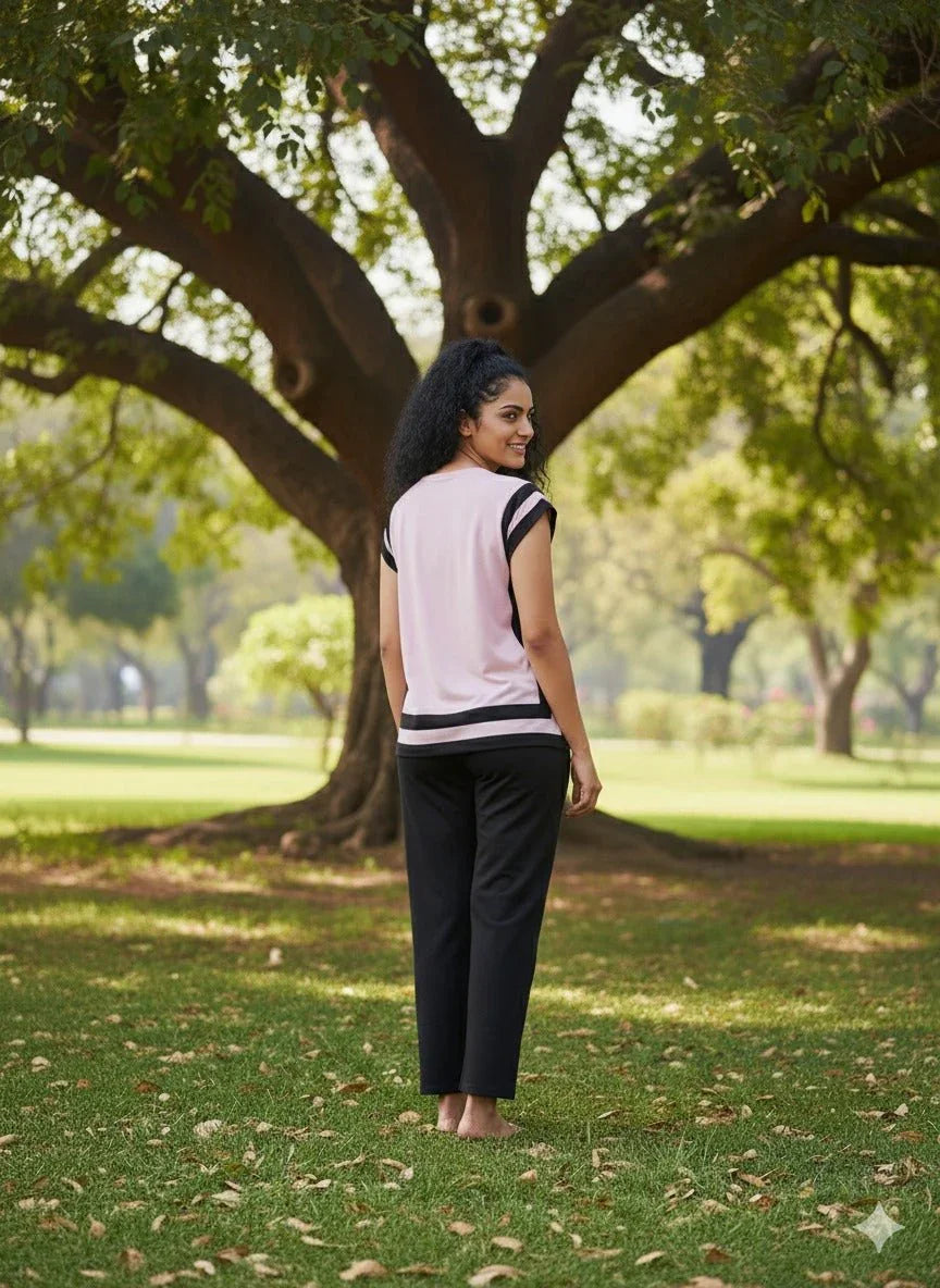 Side Slit Patterned Nightwear | Women Premium Cotton Nightwear | Miazi MX_CBS16