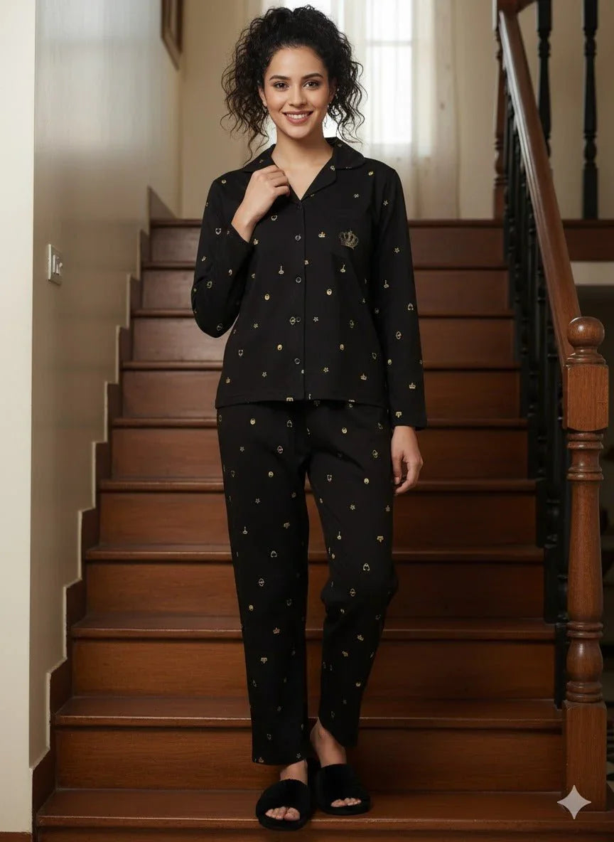 Crown Nightwear (Full Sleeve) | Women Premium Cotton Nightwear | Miazi MX_FS_FOS31