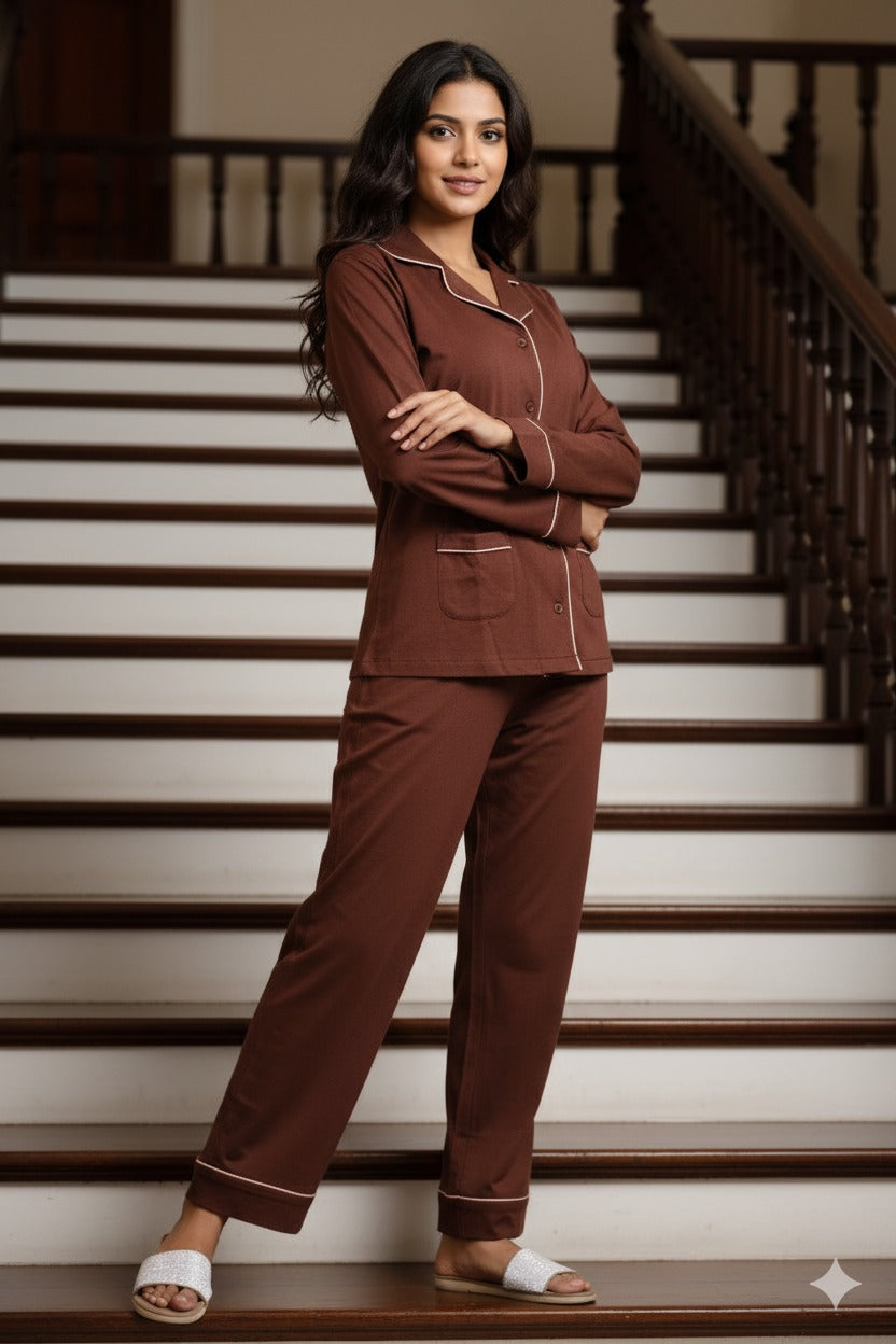 Daily Ease Full Sleve Nighwear | Women Premium Cotton Nightwear | Miazi