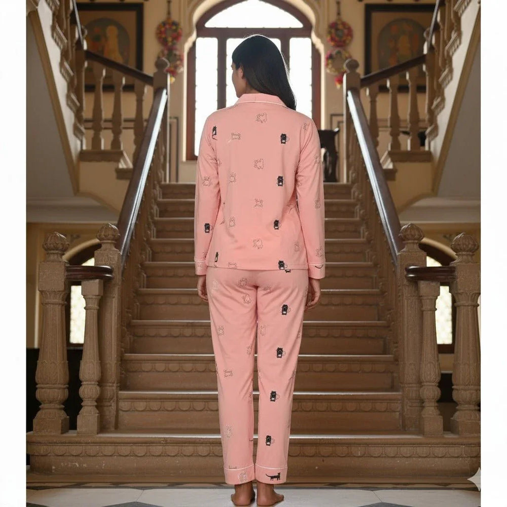 Purrfect Dreams Nightwear (Full Sleeve) | Women Premium Cotton Nightwear | Miazi MX_FS_CPS13