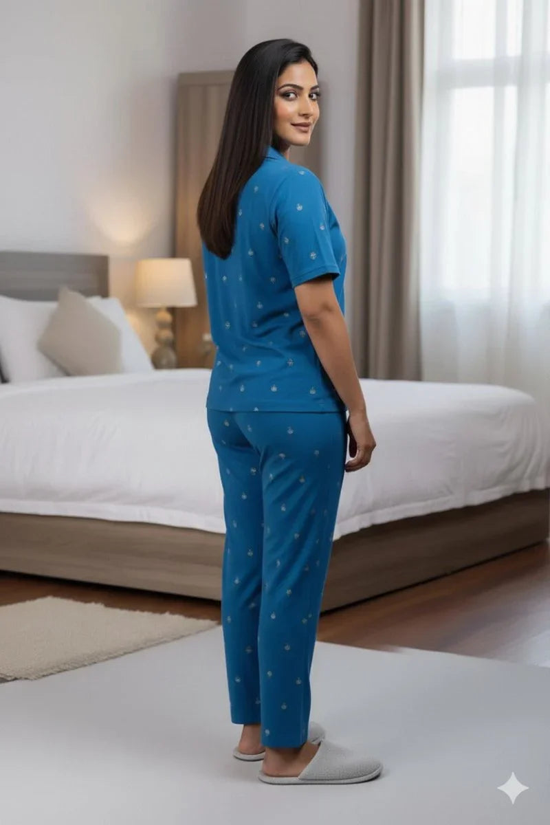 Crown Nightwear (Half Sleeve) | Women Premium Cotton Nightwear | Miazi MX_HS_FOS31