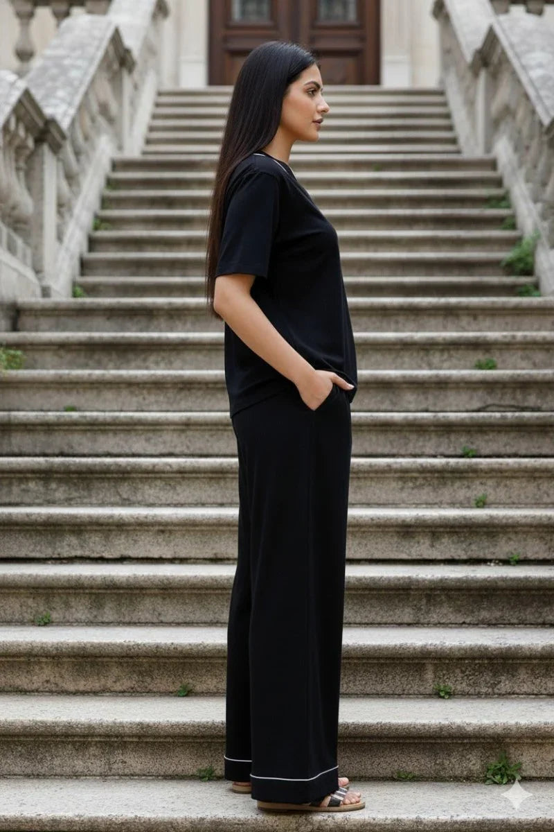 Comfort In Blue Hues Elegance In Black | Women Premium Cotton Nightwear | Miazi MX_CP27