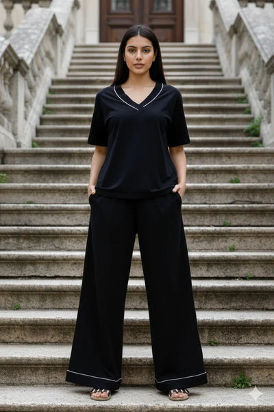 Comfort In Blue Hues Elegance In Black | Women Premium Cotton Nightwear | Miazi MX_CP27