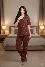 Crown Nightwear (Half Sleeve) | Women Premium Cotton Nightwear | Miazi MX_HS_FOS31